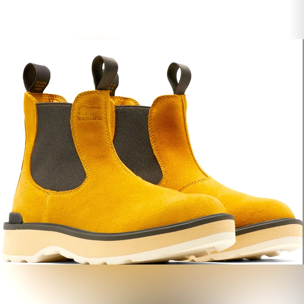 SORELLA VITA Mustard Yellow Suede Chelsea Rain Boots
